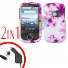 For Huawei Ideos U8150 Car Charger + Cover Hard Case H-Flower 2-in-1