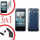 For HTC Evo Shift 4G Screen +Car Charger +Cover Hard Case Transparent Clear 3-in-1