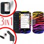 For LG Quantum C900 Screen +Car Charger + Hard Case C-Zebra 3-in-1