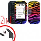 For LG Quantum C900 Car Charger +Cover Hard Case C-Zebra 2-in-1