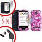 For LG Quantum C900 Screen +Car Charger + Hard Case P-Flower 3-in-1