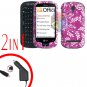 For LG Quantum C900 Car Charger +Cover Hard Case P-Flower 2-in-1