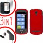 For LG Quantum C900 Car Charger + Hard Case Rubberized Red +Screen 3-in-1