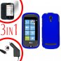 For LG Quantum C900 Car Charger + Hard Case Rubberized Blue +Screen 3-in-1