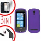 For LG Quantum C900 Car Charger + Hard Case Rubberized Red +Screen 3-in-1