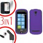 For LG Quantum C900 Car Charger + Hard Case Rubberized Red +Screen 3-in-1