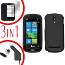 For LG Quantum C900 Car Charger + Hard Case Rubberized Black +Screen 3-in-1