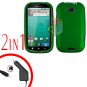 For Motorola Bravo MB520 Car Charger + Cover Hard Case Rubberized Green 2-in-1