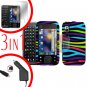For Motorola Flipside MB508 Screen +Car Charger +Cover Hard Case Rainbow 3-in-1
