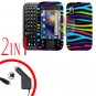 For Motorola Flipside MB508 Car Charger +Hard Case Rainbow 2-in-1