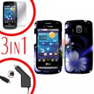 For LG Vortex VS660 Screen +Car Charger +Hard Case B-Flower 3-in-1