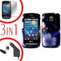 For LG Vortex VS660 Screen +Car Charger +Hard Case B-Flower 3-in-1