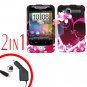 For HTC Wildfire Car Charger +Cover Hard Case Love 2-in-1