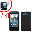 For HTC Evo Shift 4G Screen Protector + Cover Hard Case Rubberized Black 2-in-1