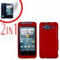 For HTC Evo Shift 4G Screen Protector + Cover Hard Case Rubberized Red 2-in-1