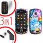 For Samsung Solstice II 2 A817 Screen +Car Charger +Cover Hard Case A-Flower 3-in-1