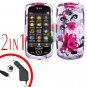 For Samsung Solstice II 2 A817 Car Charger +Cover Hard Case W-Flower 2-in-1