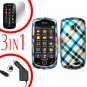For Samsung Solstice II 2 A817 Screen +Car Charger +Cover Hard Case Plaid 3-in-1