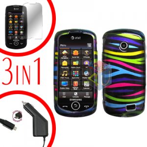For Samsung Solstice II 2 A817 Screen +Car Charger +Cover Hard Case Rainbow 3-in-1
