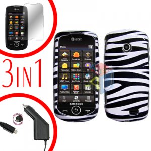 For Samsung Solstice II 2 A817 Screen +Car Charger +Cover Hard Case Zebra 3-in-1