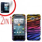 For HTC Evo Shift 4G Screen Protector + Cover Hard Case C-Zebra 2-in-1