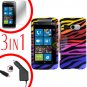 For HTC Surround T8788 Screen +Car Charger +Cover Hard Case C-Zebra 3-in-1
