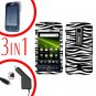 For Huawei Ascend M860 Screen Protector +Car Charger +Hard Case Zebra 3-in-1