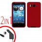 For HTC Desire HD A9191 Car Charger +Cover Silicon Case Red