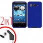 For HTC Desire HD A9191 Car Charger +Cover Silicon Case Blue
