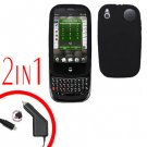 For Palm Pre 2 Car Charger +Cover Hard Case Rubberized Black 2-in-1