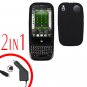 For Palm Pre 2 Car Charger +Cover Hard Case Rubberized Black 2-in-1