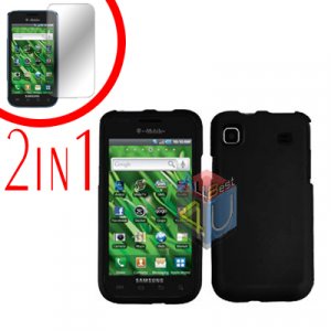 For Samsung Galaxy S 4G Screen Protector +Cover Hard Case Rubberized Black