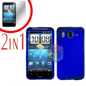 For HTC Desire HD Cover Hard Case Blue + Screen Protector 2-in-1