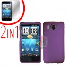 For HTC Inspire 4G Cover Hard Case Purple + Screen Protector 2-in-1