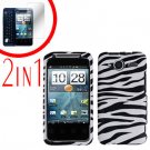 For HTC Evo Shift 4G Cover Hard Case Zebra +Screen 2-in-1