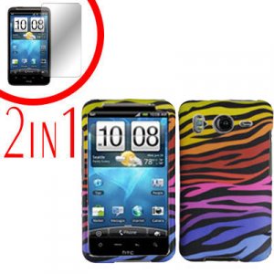 For HTC Inspire 4G Cover Hard Case C-Zebra + Screen Protector 2-in-1