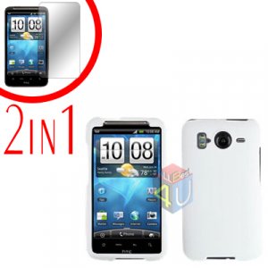 For HTC Inspire 4G Cover Hard Case White + Screen Protector 2-in-1