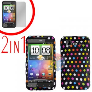 For HTC Incredible S Cover Hard Case R-Dot + Screen Protector 2-in-1