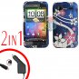 For HTC Incredible S Car Charger +Cover Hard Case G-Flower 2-in-1