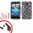 For HTC Inspire 4G Car Charger +Cover Hard Case R-Leopard 2-in-1