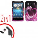 For HTC Inspire 4G Car Charger +Cover Hard Case Love 2-in-1