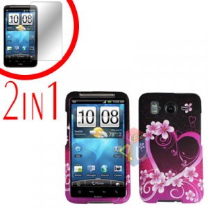 For HTC Inspire 4G Cover Hard Case Love + Screen Protector 2-in-1
