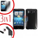 For HTC Desire HD Car Charger +Cover Hard Case Carbon fiber +Screen 3-in-1