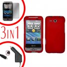 For HTC Freestyle Car Charger +Cover Hard Case Red +Screen 3-in-1
