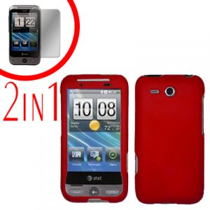 For HTC Freestyle Cover Hard Case Red + Screen Protector 2-in-1