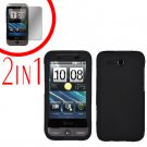 For HTC Freestyle Cover Hard Case Black + Screen Protector 2-in-1