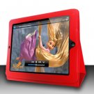 For Apple ipad 2 Cover Leather Case w/ Kick Stand Red