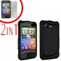 For HTC Incredible S Cover Hard Case Black + Screen Protector 2-in-1