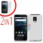 For LG T-Mobile G2x Cover Hard Case Rubberized White +Screen 2-in-1