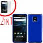 For LG T-Mobile G2x Cover Hard Case Rubberized Blue +Screen 2-in-1